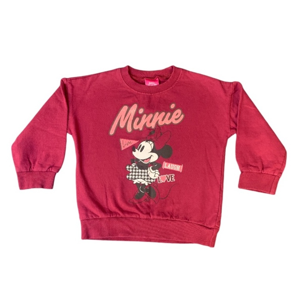 Disney Junior Minnie Girls Sweatshirt Burgundy 3T Graphic Casual Play Date